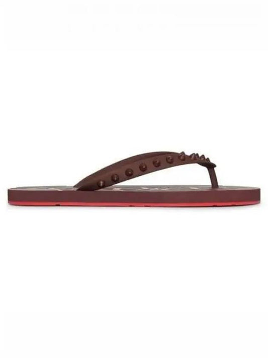 Loubi Spike Rubber Flip Flops Brown - CHRISTIAN LOUBOUTIN - BALAAN 2