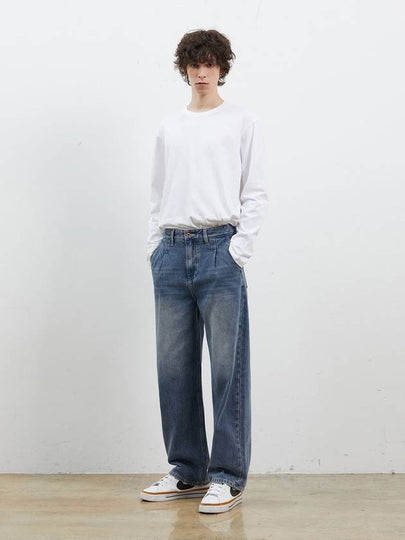 Denim One Tuck Wide Pants D Blue - CORK - BALAAN 2