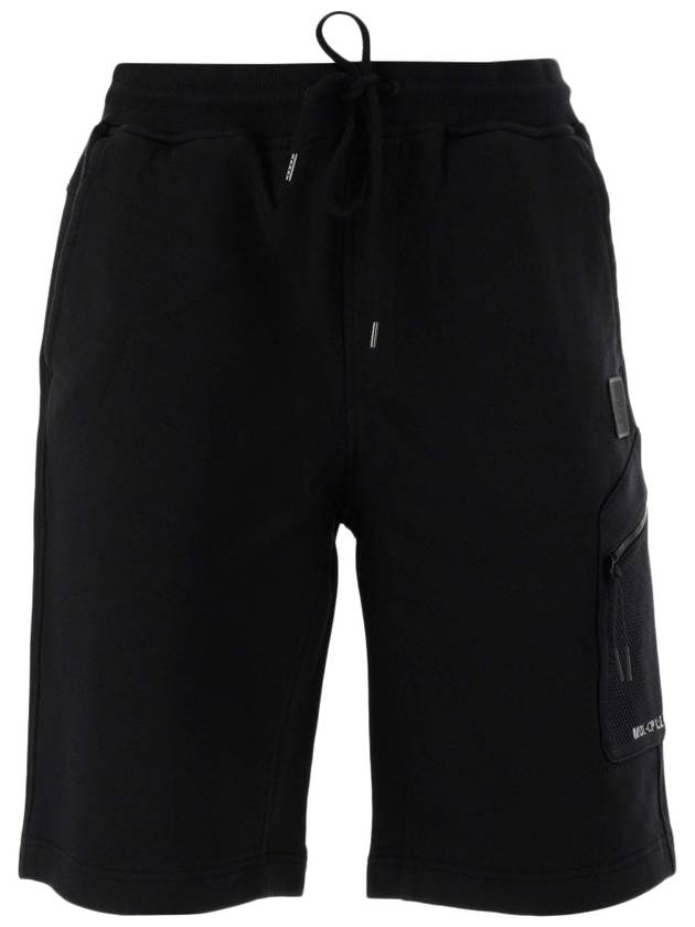 Metropolis Diagonal Fleece Shorts Black - CP COMPANY - BALAAN 1