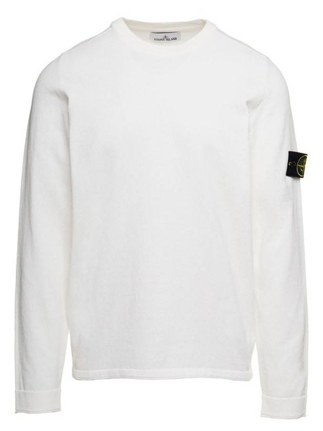 Brushed Cotton Fleece Garment Dyed Crewneck Sweatshirt White - STONE ISLAND - BALAAN 1