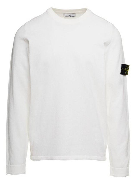 Brushed Cotton Fleece Garment Dyed Crewneck Sweatshirt White - STONE ISLAND - BALAAN 1