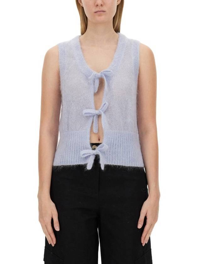 Tie String Light Mohair Vest Heather - GANNI - BALAAN 2