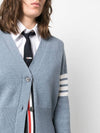 Women's Fine Merino Jersey Sailboat 4 Bar Boxy V Neck Cardigan Dark Blue - THOM BROWNE - BALAAN 6