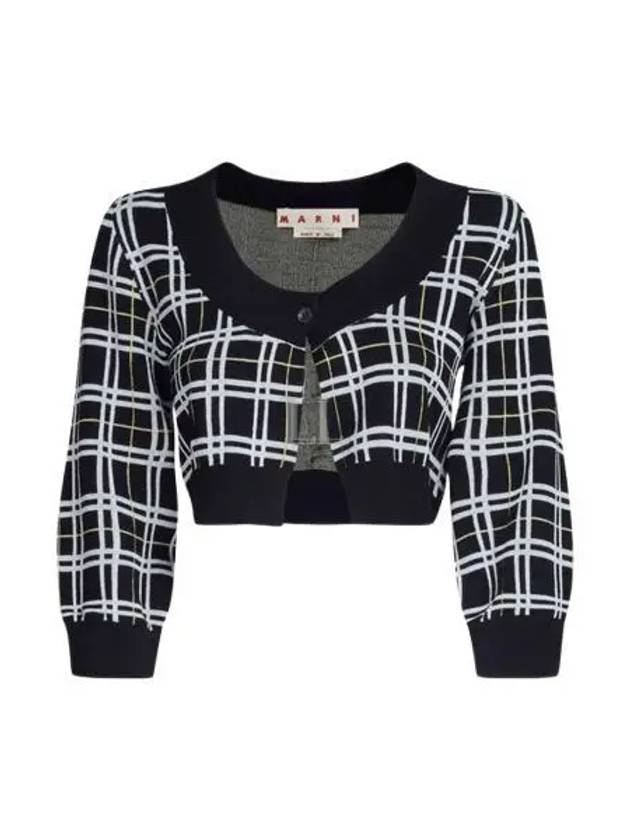 Check Pattern Crop Cardigan Black - MARNI - BALAAN 2