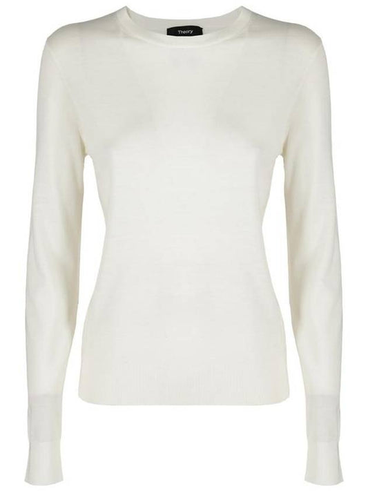 Regal Wool Crew Neck Knit Top New Ivory - THEORY - BALAAN 1