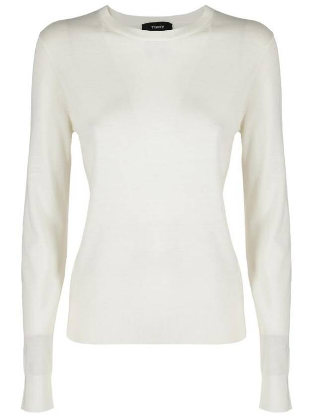 Regal Wool Crew Neck Knit Top New Ivory - THEORY - BALAAN 1