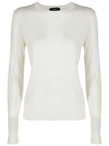 Regal Wool Crew Neck Knit Top New Ivory - THEORY - BALAAN 1