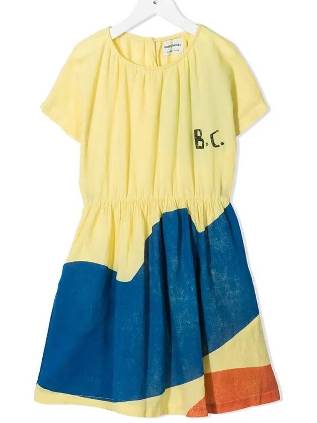 Kids Wave Pattern Dress Yellow 121AC107 700 - BOBO CHOSES - BALAAN 2