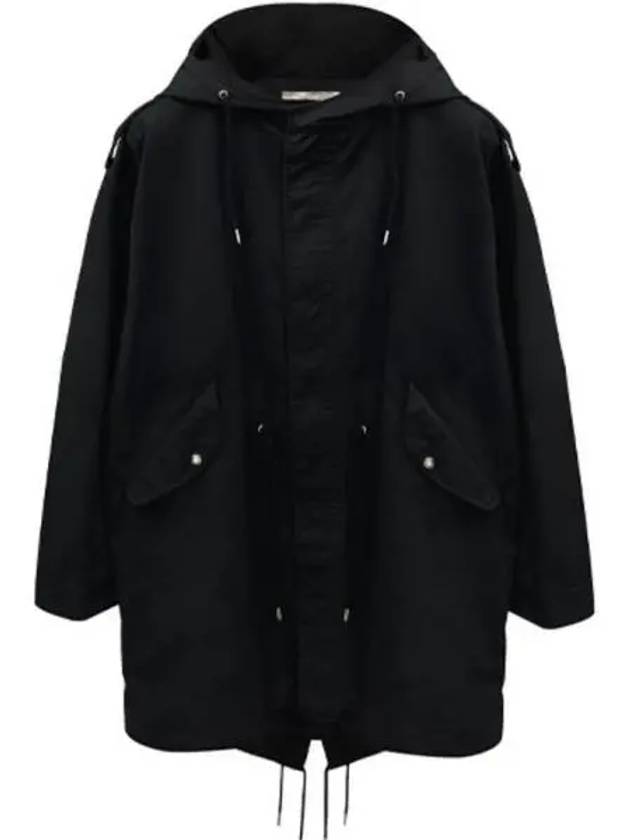 Technical cotton long parka black men s jacket 271259 - CELINE - BALAAN 1