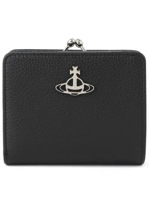 Grain Leather Frame Half Wallet Black - VIVIENNE WESTWOOD - BALAAN 1