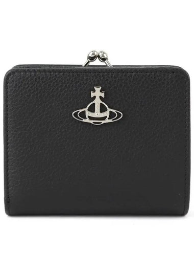 Grain Leather Frame Half Wallet Black - VIVIENNE WESTWOOD - BALAAN 1