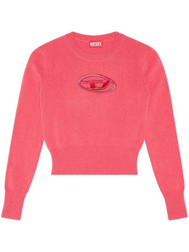 M-Areesa Jumper Embroidered Cut-Out Logo Knit Top Pink - DIESEL - BALAAN 1