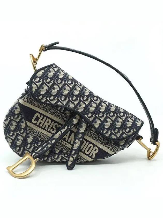 Saddle Oblique Jacquard Shoulder Bag Navy - DIOR - BALAAN 2