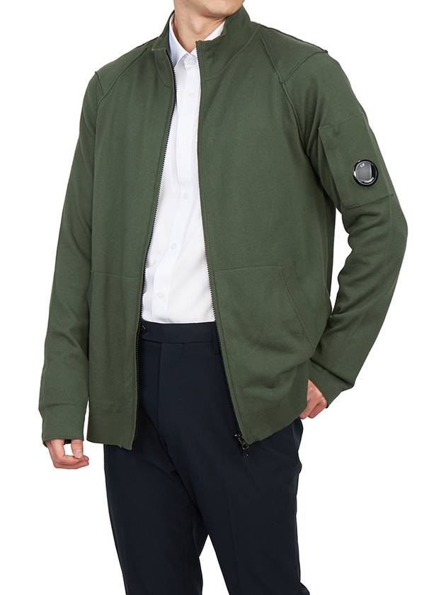 Men's Lens Wappen Zip-Up Cardigan Green - CP COMPANY - BALAAN 7