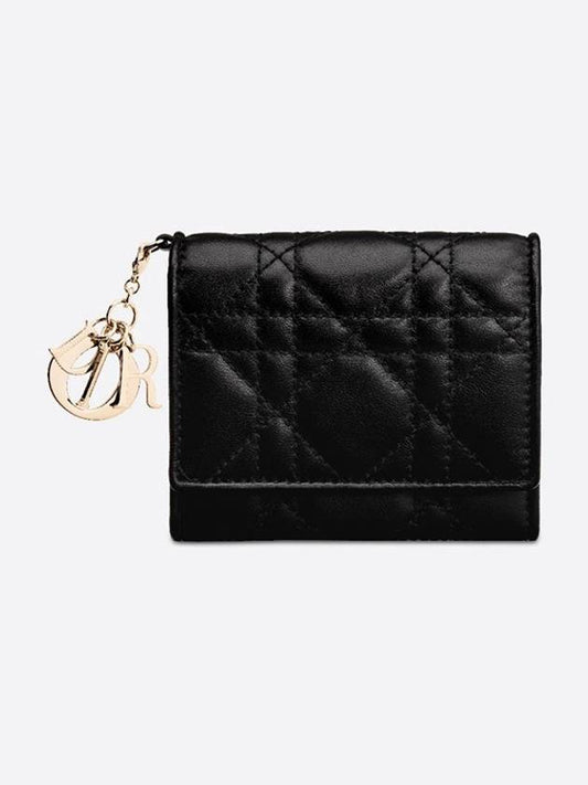 Lady Lotus Cannage Lambskin Half Wallet Black - DIOR - BALAAN 2