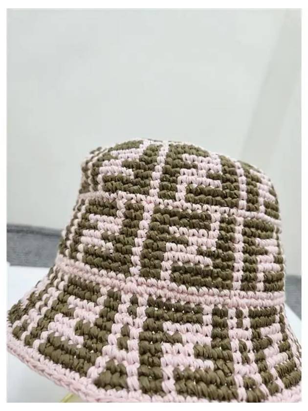 two-tone raffia bucket hat pink brown - FENDI - BALAAN.