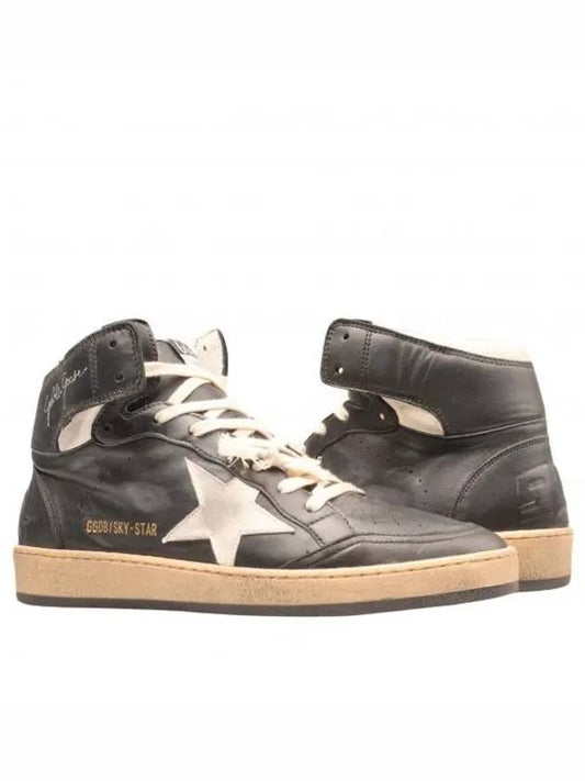 Men's Sky Star Nappa Leather High Top Sneakers Black - GOLDEN GOOSE - BALAAN 2