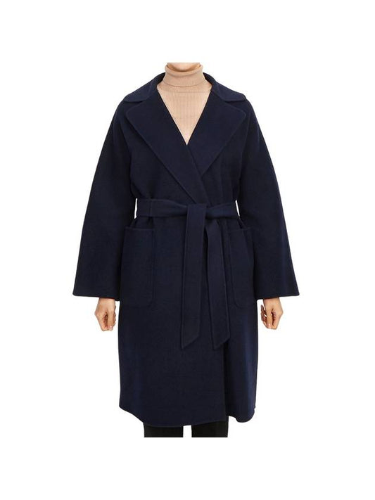 Rovo Wrap Wool Singe Coat Navy - MAX MARA - BALAAN 1