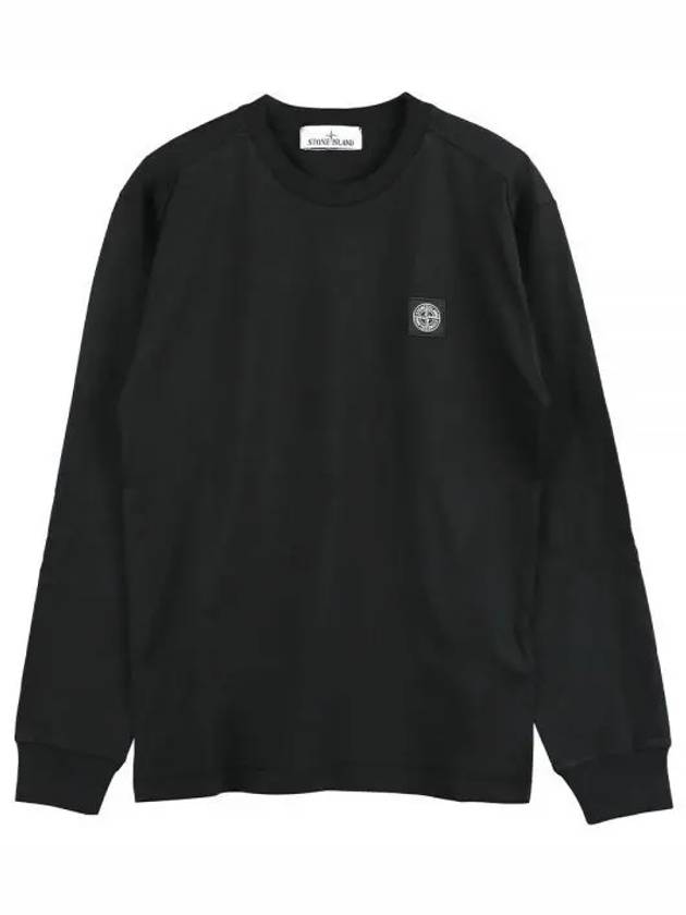 Logo Patch Long Sleeve T-Shirt Black - STONE ISLAND - BALAAN 2