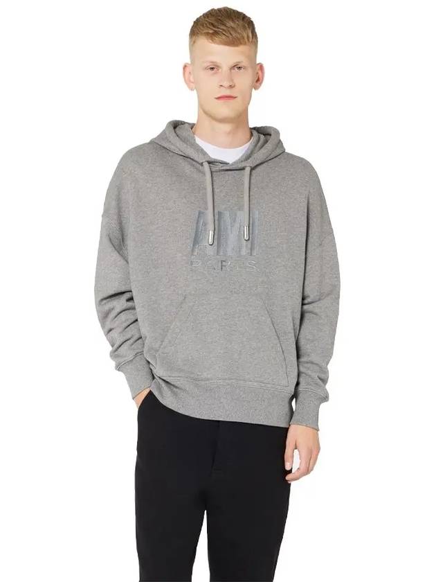 Men's Paris Logo Print Hoodie Grey - AMI - BALAAN 3