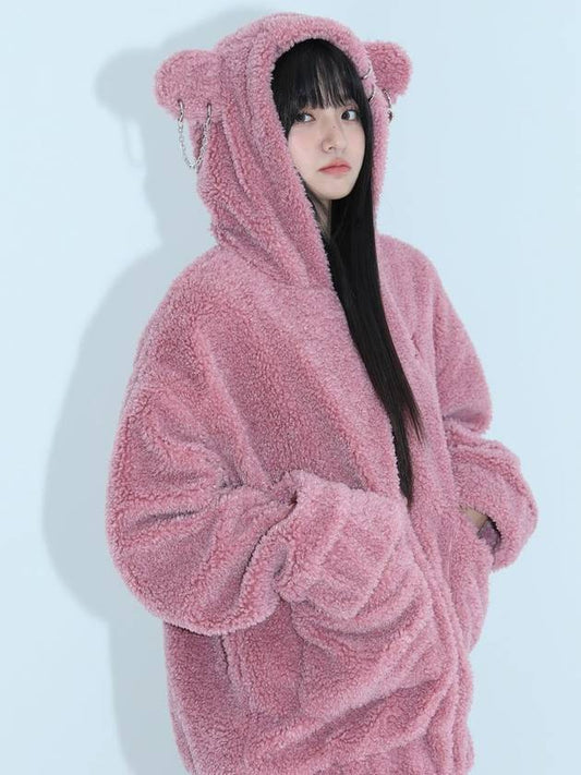 0 2 punk bear fleece jacket PINK - CLUT STUDIO - BALAAN 2