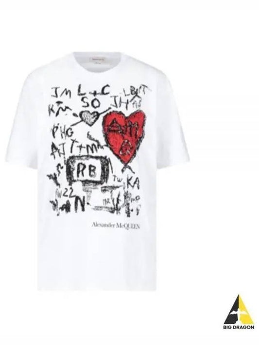 Women's Scribble Short Sleeve T-Shirt White - ALEXANDER MCQUEEN - BALAAN 2