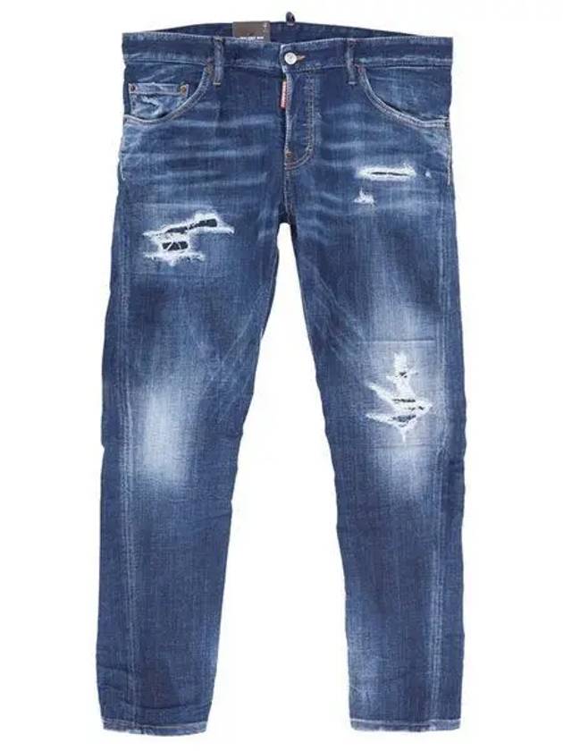 Stretch Cotton Leaf Effect Jeans Blue - DSQUARED2 - BALAAN 2