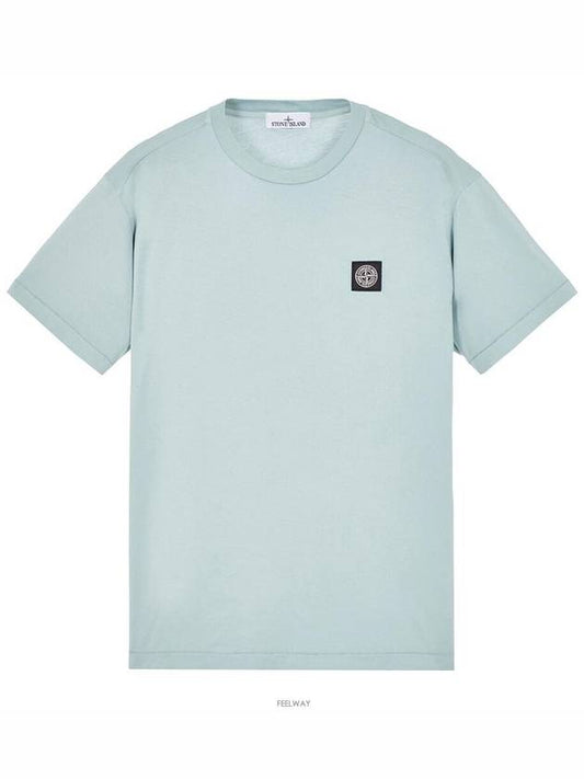 Logo Patch Cotton Short Sleeve T-Shirt Sky Blue - STONE ISLAND - BALAAN 2