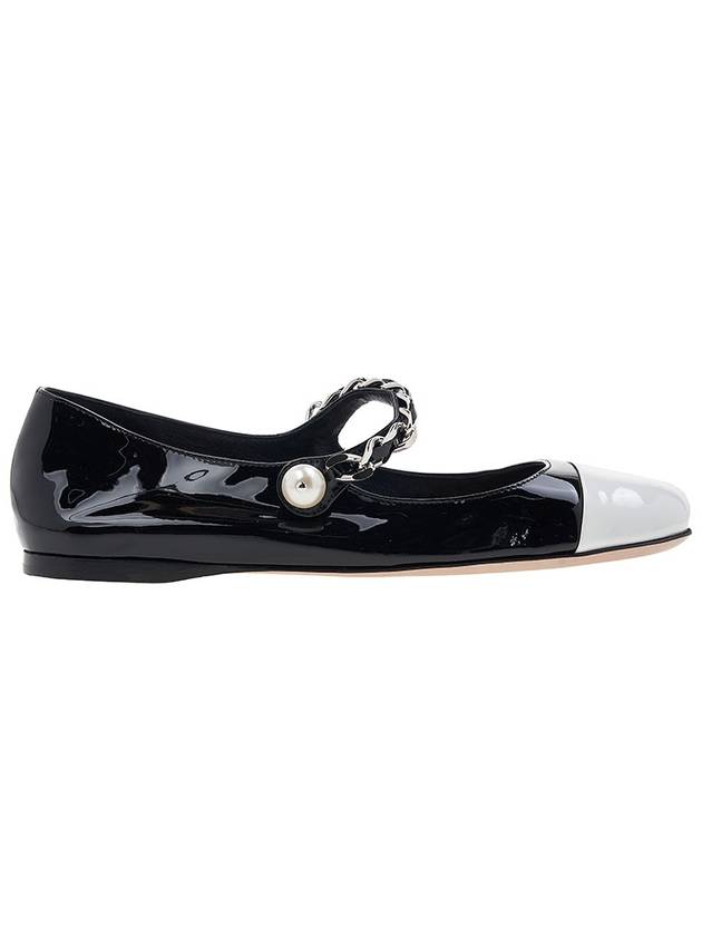 patent leather ballerina black white - MIU MIU - 3