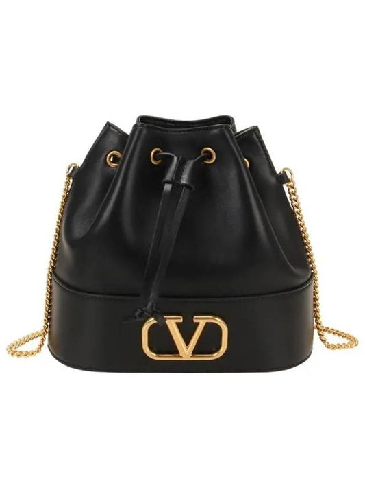 V Logo Chain Bucket Bag Black - VALENTINO - BALAAN 2