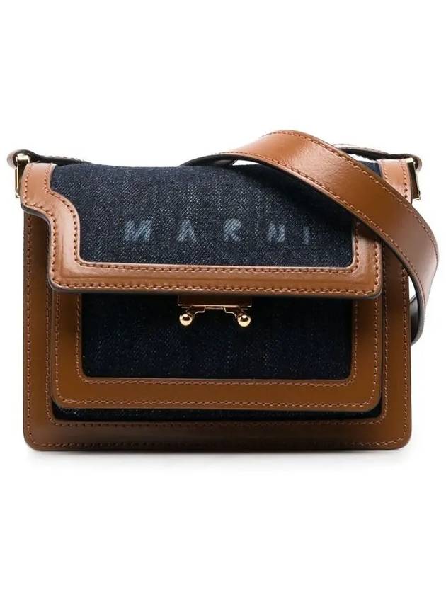 Denim Leather Trunk Cross Bag Brown - MARNI - BALAAN 3