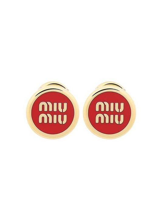 Enameled Metal Earrings Red - MIU MIU - BALAAN 1