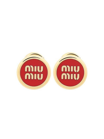 Enameled Metal Earrings Red - MIU MIU - BALAAN 1