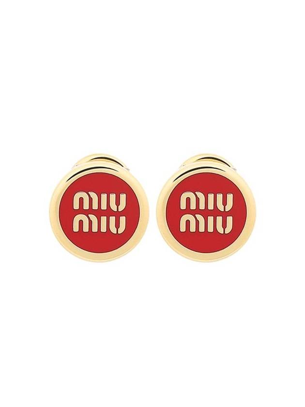 Enameled Metal Earrings Red - MIU MIU - BALAAN 1