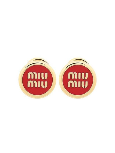 Enameled Metal Earrings Red - MIU MIU - BALAAN 1