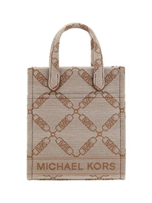 Gigi Extra Small Jacquard Tote Bag Natural - MICHAEL KORS - BALAAN 1