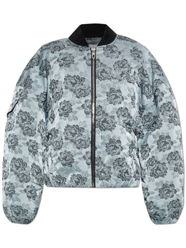 Ganni Jacket With Floral Pattern, Women's, Light Blue - GANNI - BALAAN 1