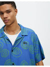 AU Australia HAND DRAWN Shirt ST023S3403 Violet Blue MENS M - STUSSY - BALAAN 2