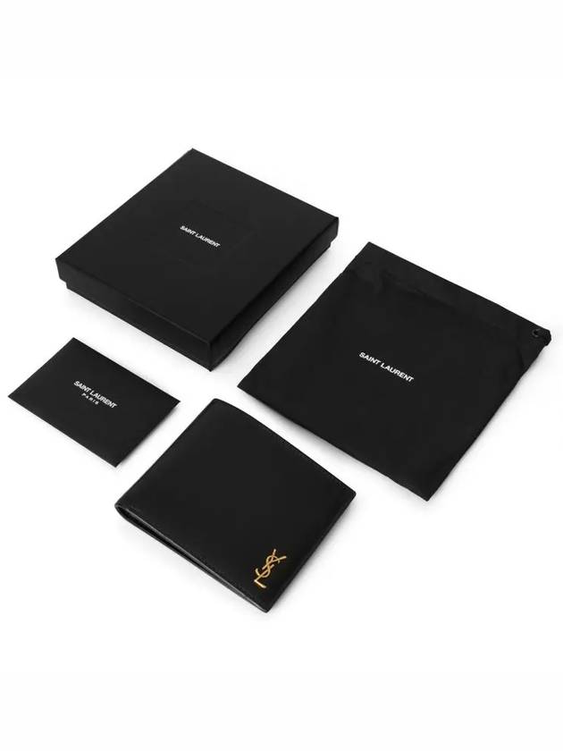 Tiny Monogram Half Wallet Black Gold - SAINT LAURENT - BALAAN 5