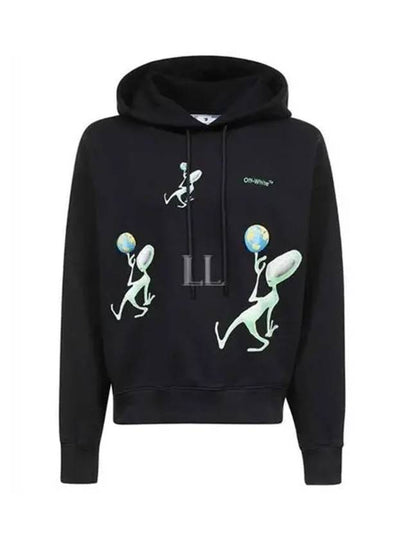 Alien Logo Drawstring Hoodie Black - OFF WHITE - BALAAN 2