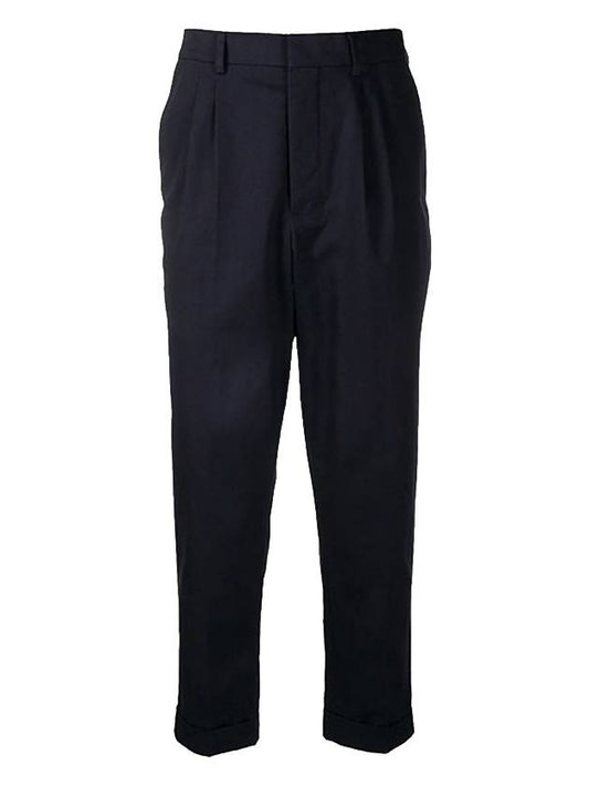 Men's Waist Banding Slacks Navy - AMI - BALAAN.