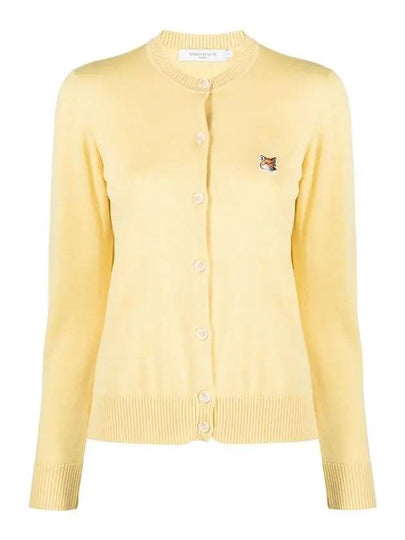 Fox Head Patch Adjusted Round Neck Cardigan Yellow - MAISON KITSUNE - BALAAN 2