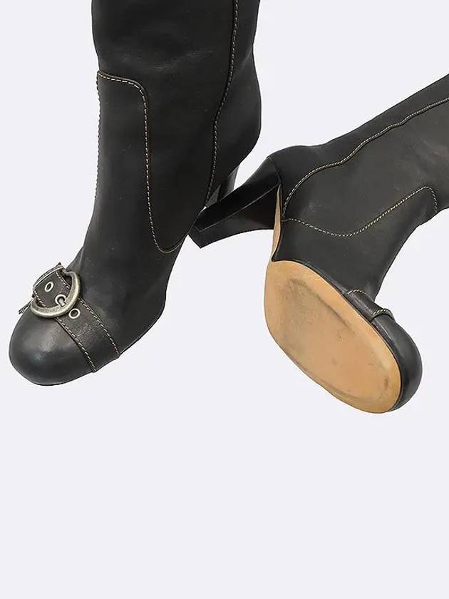 Black leather pin buckle women s long boots 250MM - DIOR - BALAAN 3