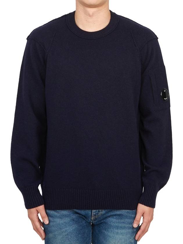 Lambswool GRS Crew Neck Knit Top Navy - CP COMPANY - BALAAN 2