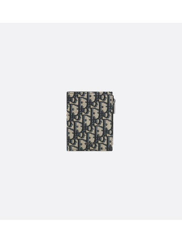 Compact Vertical Oblique Jacquard Canvas Card Wallet Black Beige - DIOR - BALAAN 1