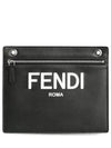 Logo Embossed Zipper Pocket Clutch Bag Black - FENDI - BALAAN 2