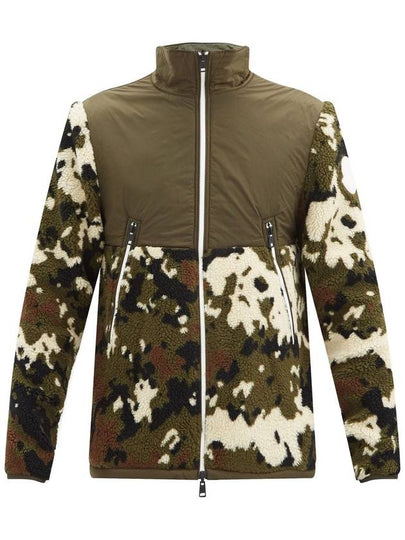 Logo Patch Camouflage Fleece Zip-Up Jacket Green - MONCLER - BALAAN 2