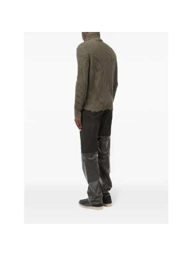 Ribbed Knit Zipper Cardigan Green - MAISON MARGIELA - BALAAN 5