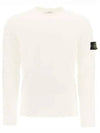 Men's Wappen Patch Crew Neck Cotton Knit Top White - STONE ISLAND - BALAAN 2