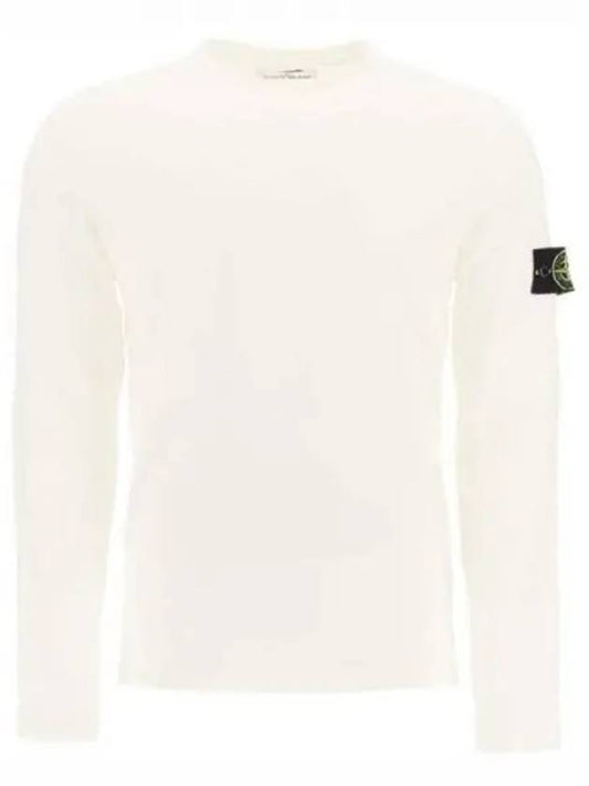 Men's Wappen Patch Crew Neck Cotton Knit Top White - STONE ISLAND - BALAAN 2